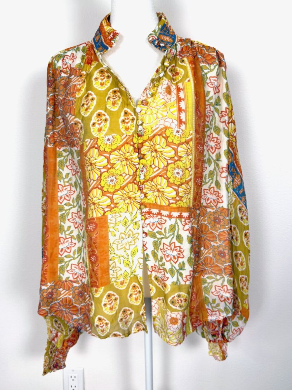 NWOT Bella Boheme Gold Dust Aurora Blouse Boho Size M - Picture 5 of 13